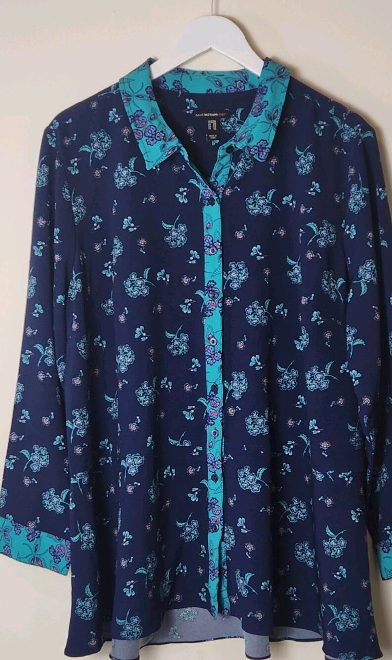 Isaac Mizrahi Live! Women's Floral Long Sleeve Front Button Blouse Sz 22W